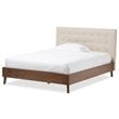 Bowery Hill Tufted Queen Panel Platform Bed in Light Beige