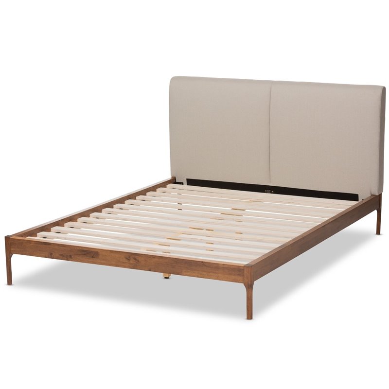 Bowery Hill Modern  Modern Upholstered Queen Platform Bed in Beige