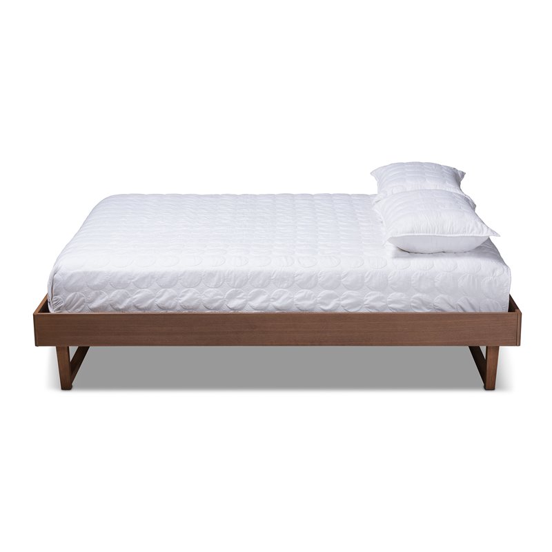 Bowery Hill Mid-Century Wood Queen Platform Bed in Walnut Brown