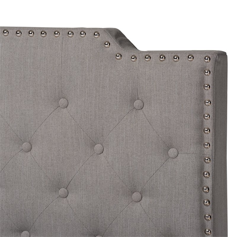 Bowery Hill Transitional Button Tufted Fabric King Size Panel Bed in Gray
