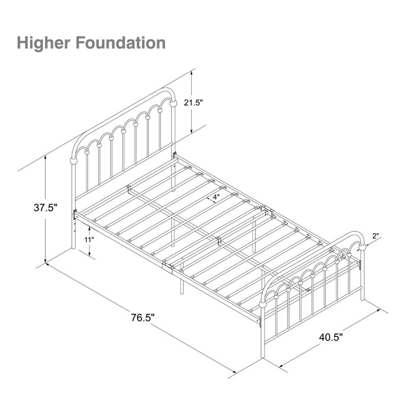 Bowery Hill Twin Metal Bed in White