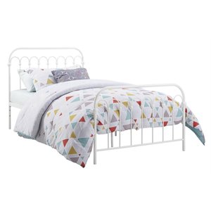 Bowery Hill Twin Metal Bed in White