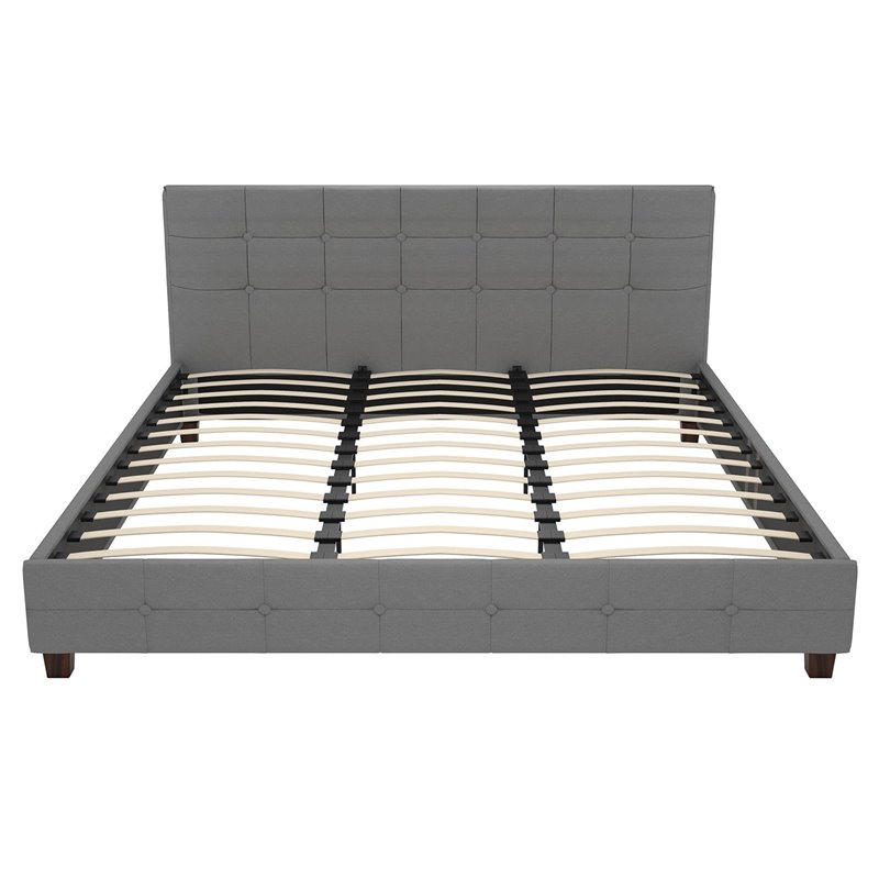 Bowery Hill Upholstered King Bed in Gray