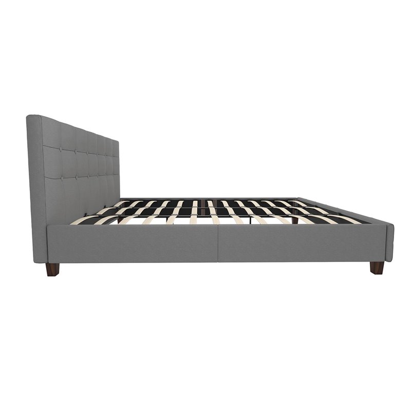 Bowery Hill Upholstered King Bed in Gray