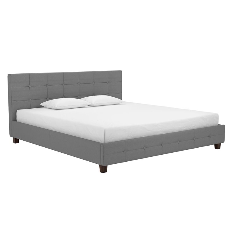 Bowery Hill Upholstered King Bed in Gray