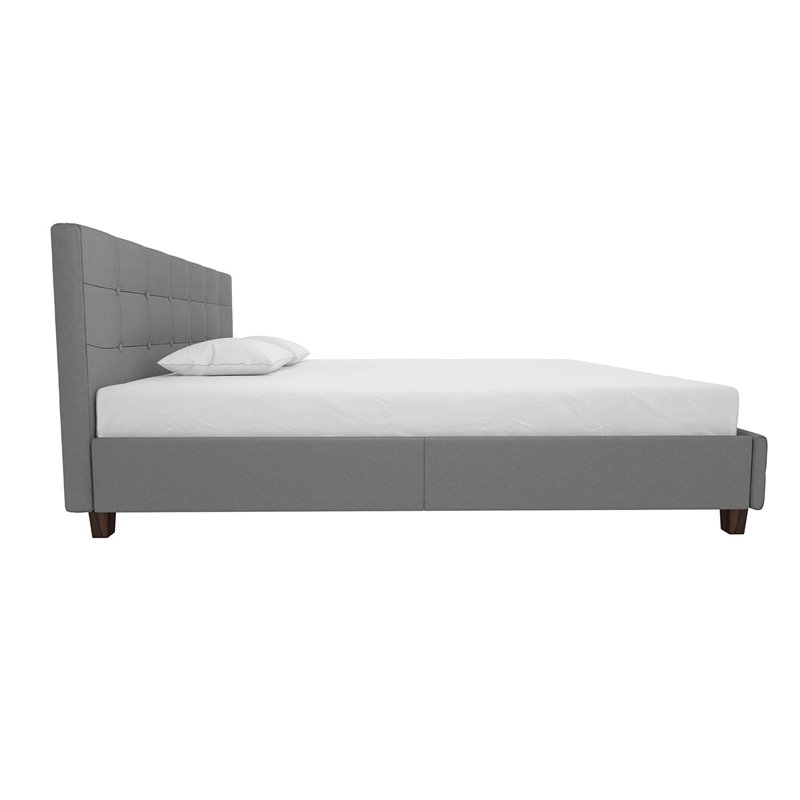 Bowery Hill Upholstered King Bed in Gray