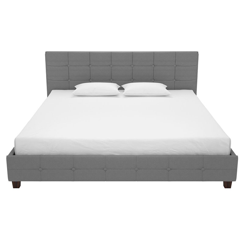Bowery Hill Upholstered King Bed in Gray
