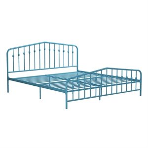 bowery hill adjustable height metal bed in sea blue
