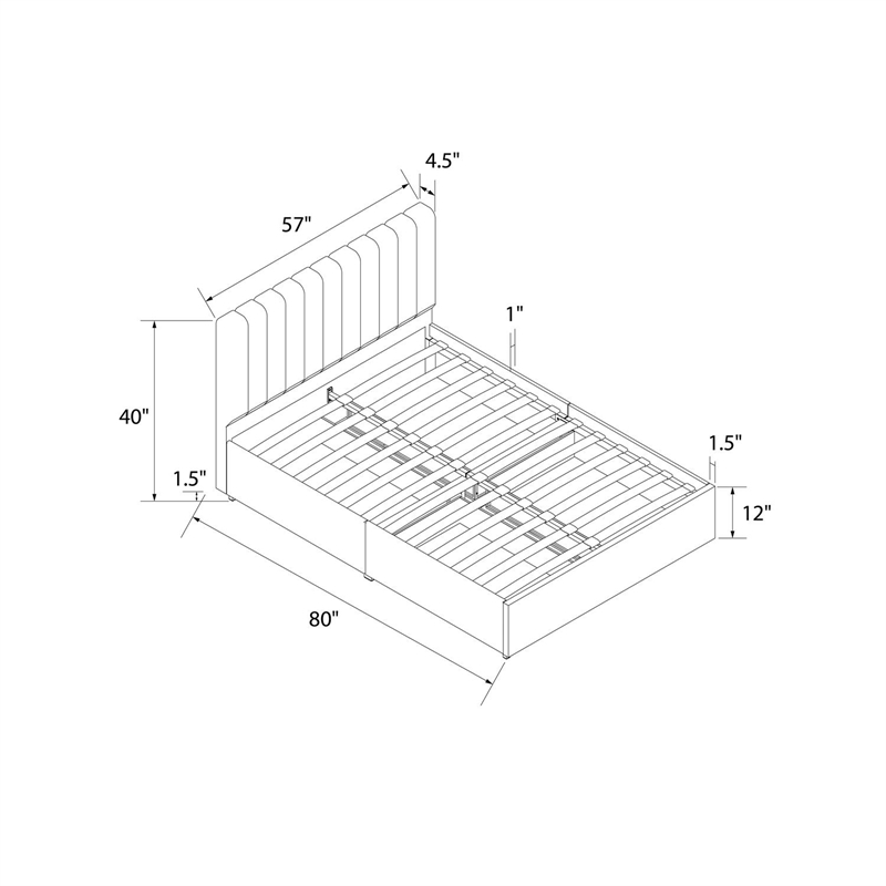 Bowery Hill Upholstered Full Bed with Storage Drawers