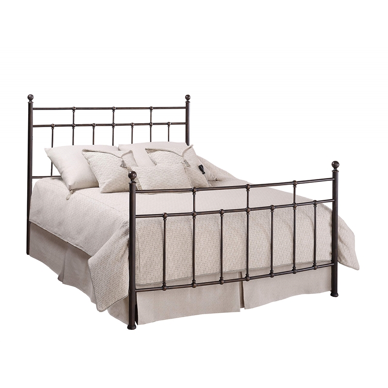 Bowery Hill Traditional Metal Full Spindle Bed in Antique Bronze