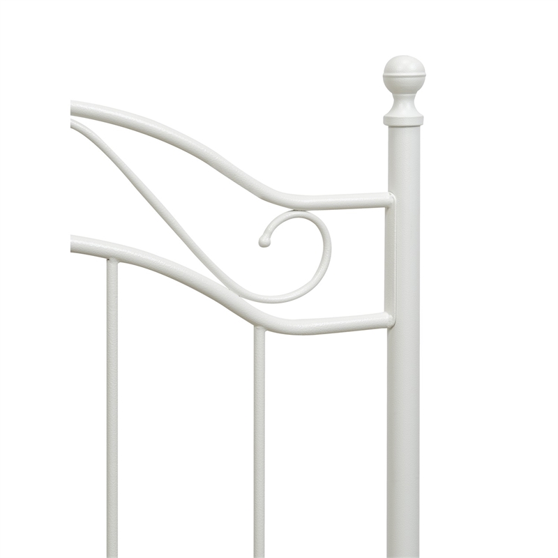 Bowery Hill Transitional Metal Twin Size Metal Bed in White Powder