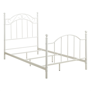 Bowery Hill Transitional Metal Twin Size Metal Bed in White Powder