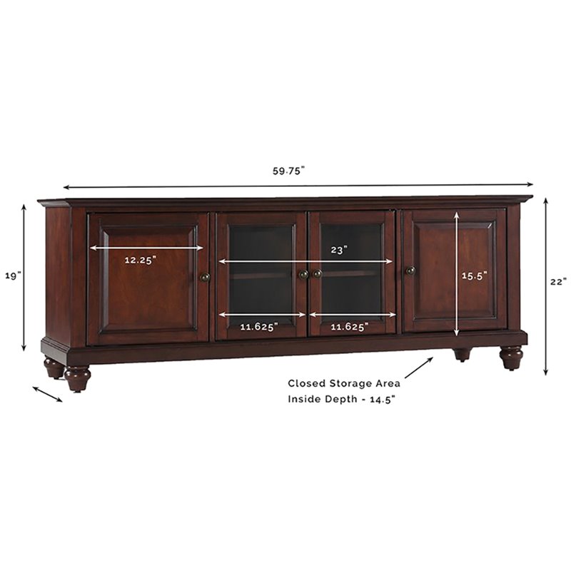 Bowery Hill Traditional Wood Low-Profile TV Stand for TVs up to 60