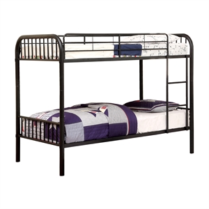 bowery hill twin over twin metal bunk bed in black