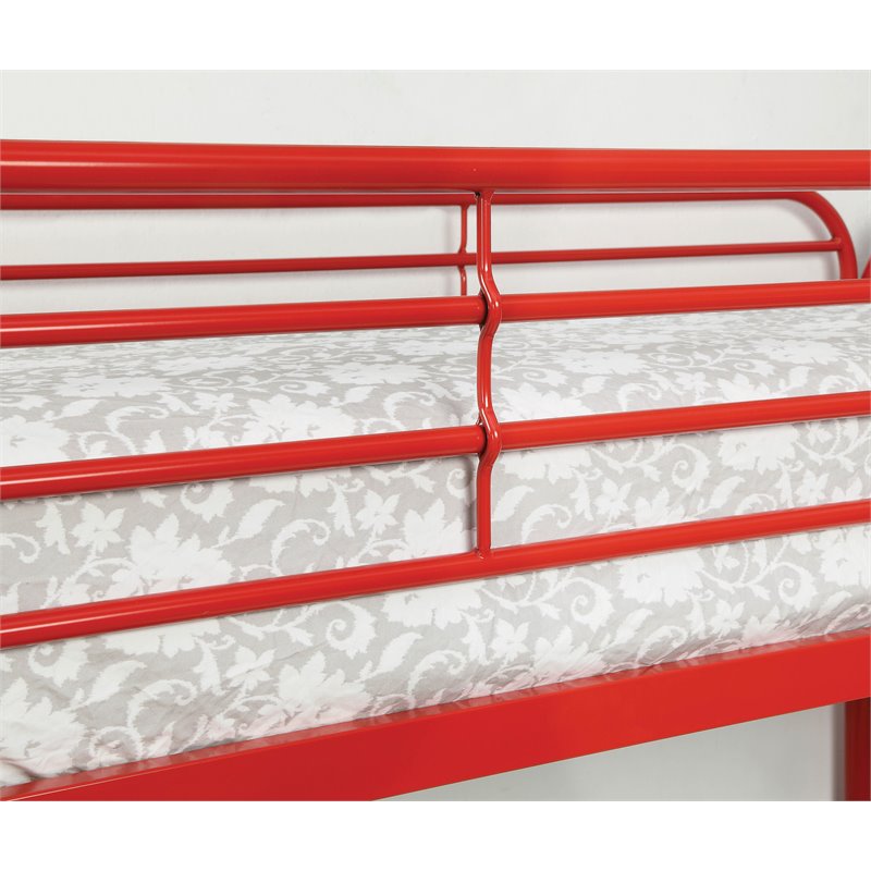 Bowery Hill Metal Twin over Full Bunk Bed in Red