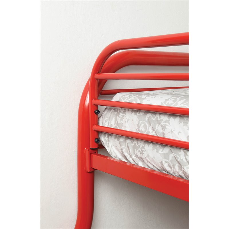 Bowery Hill Metal Twin over Full Bunk Bed in Red