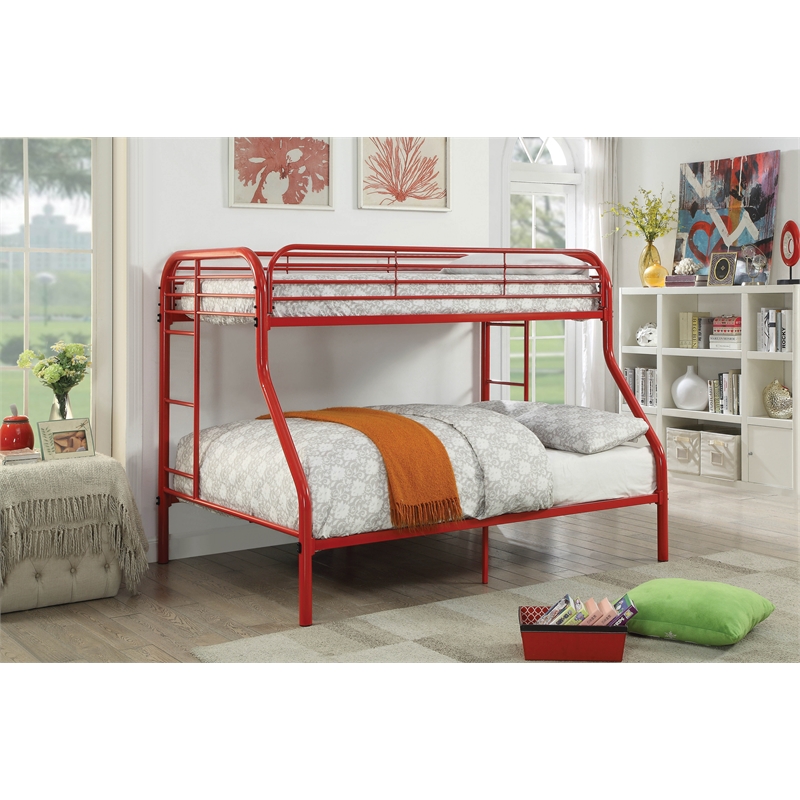 Bowery Hill Metal Twin over Full Bunk Bed in Red