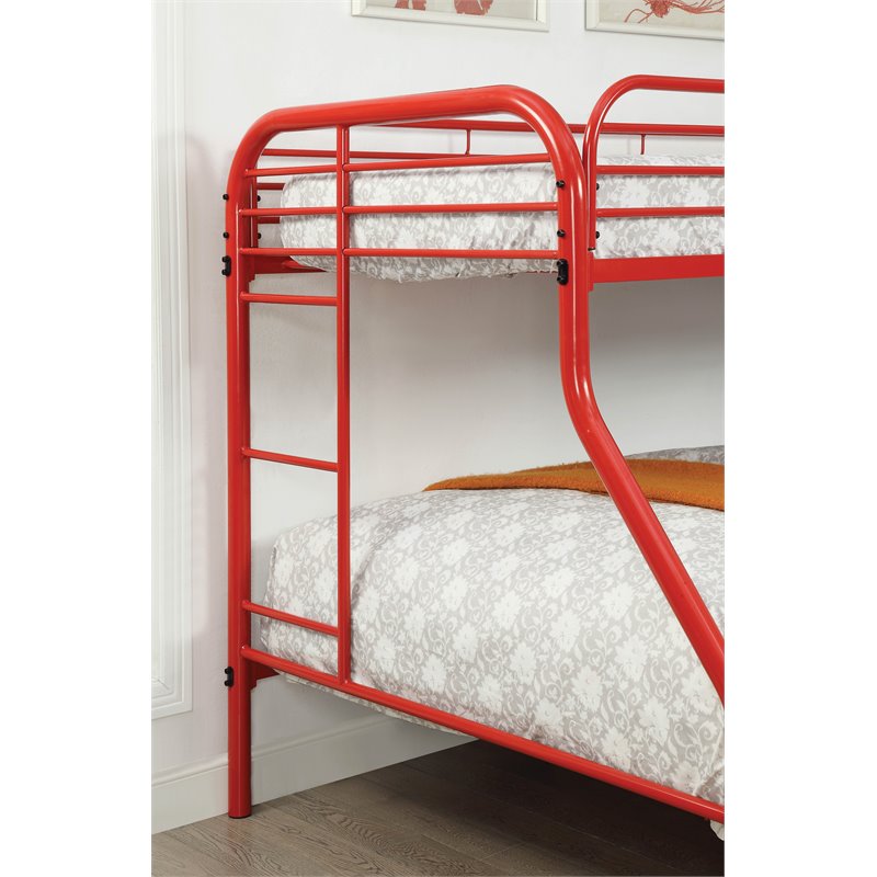 Bowery Hill Metal Twin over Full Bunk Bed in Red