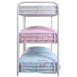 Bowery Hill Industrial Metal 2 Built-in Ladders Triple Twin Bunk Bed in White