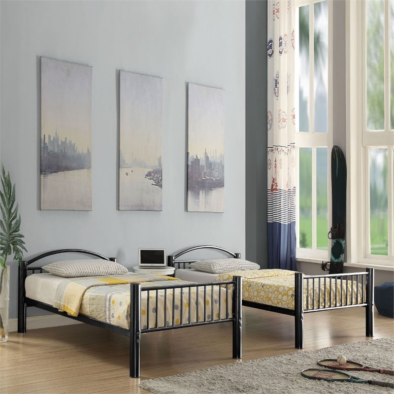 Bowery Hill  Twin over Twin Metal Bunk Bed in Black