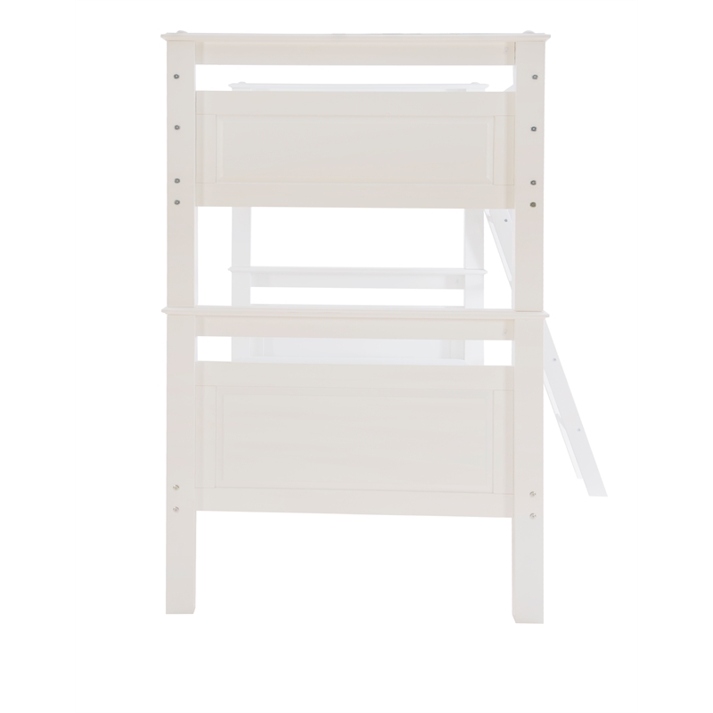 Bowery Hill Transitional Wood Twin Over Twin Bunk Bed Heavy Duty Slats in White