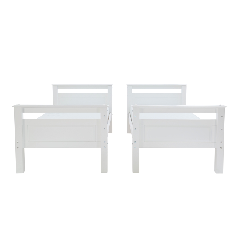 Bowery Hill Transitional Wood Twin Over Twin Bunk Bed Heavy Duty Slats in White