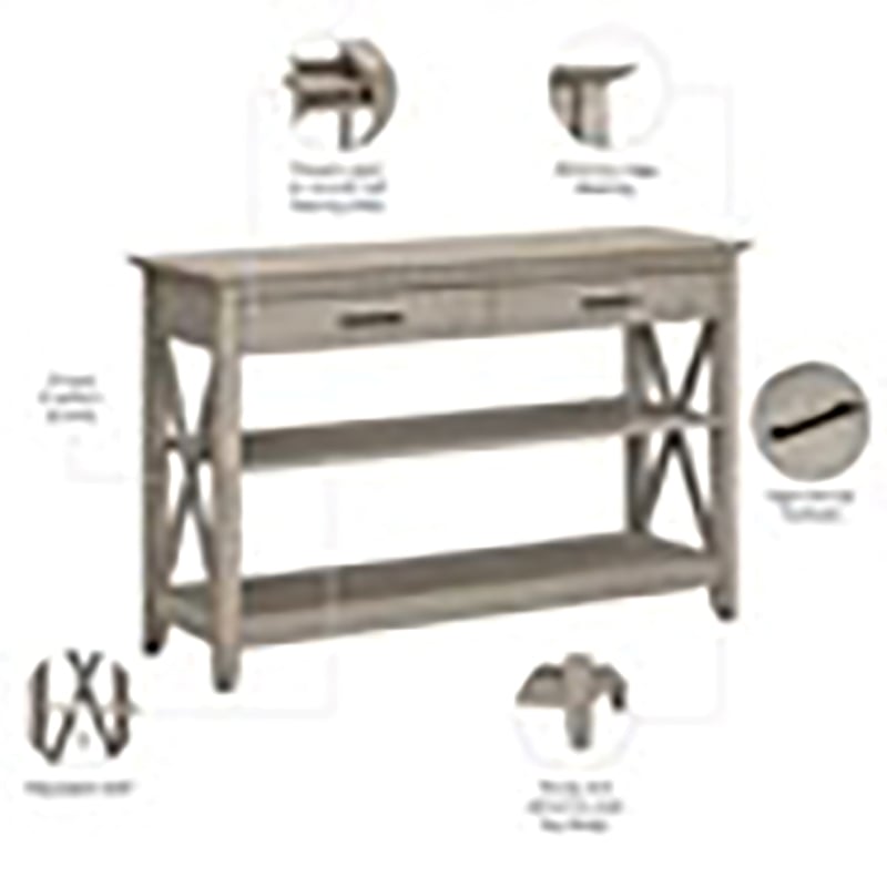 Bowery Hill Engineered Wood Console Table with Drawers in Washed Gray
