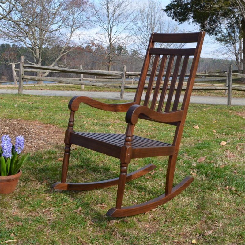 Bowery Hill Wooden Slat Rocker in Elm