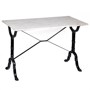 bowery hill solid marble top bar table in white