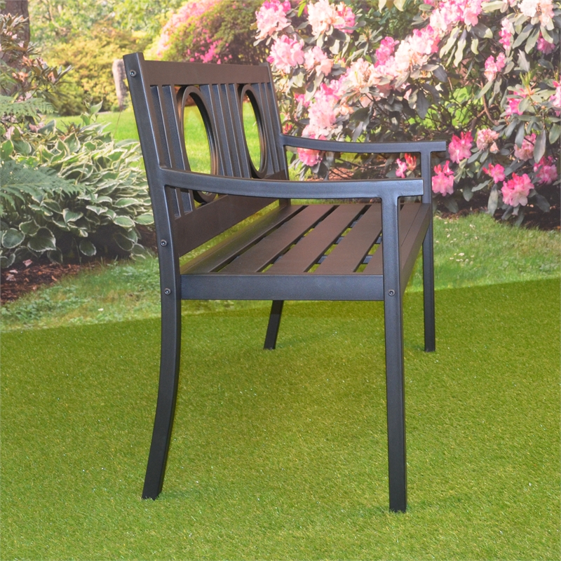 Bowery Hill Outdoor Metal Bench in Black