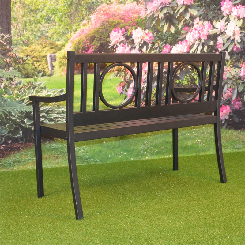 Bowery Hill Outdoor Metal Bench in Black
