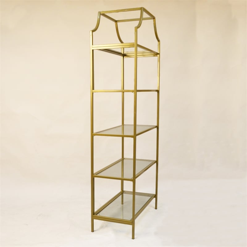 Bowery Hill Glass Gold Bookcase Rectangular Modern 30