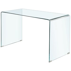 bowery hill contemporary clear glass writing desk