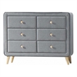 Bowery Hill 6 Drawer Dresser in Light Gray Fabric