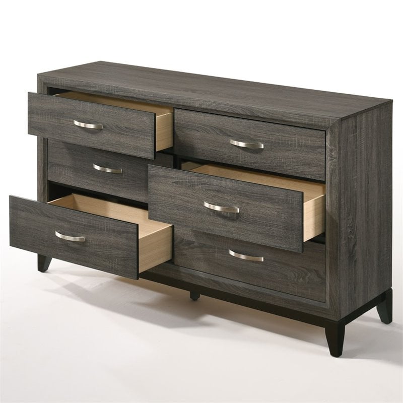 Bowery Hill Metal and Wood Bedroom Dresser in Weathered Gray