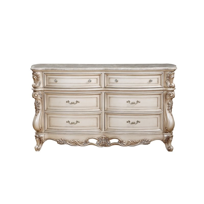 Bowery Hill Dresser in Marble and Antique White