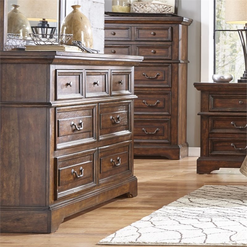 Bowery Hill 7-Drawer Dresser in Tobacco Finish