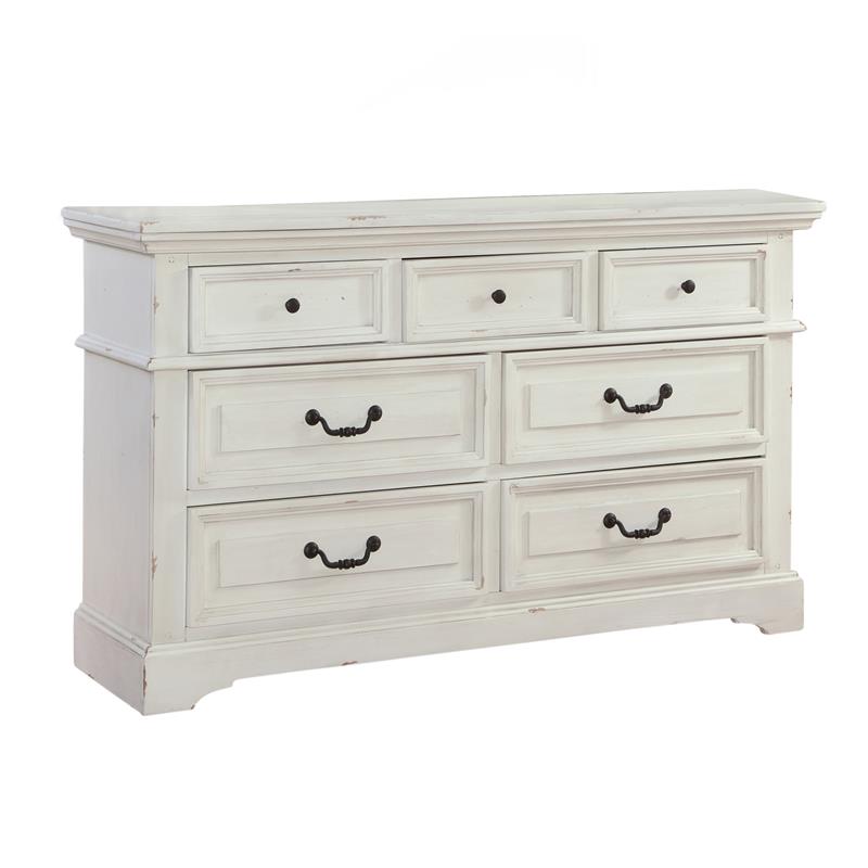 Bowery Hill 7-Drawer Antiqued White Dresser