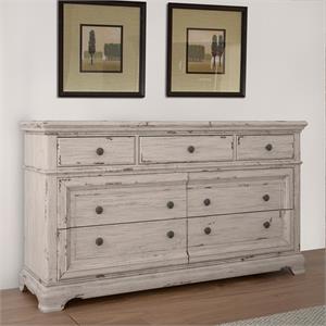 bowery hill antique white wood seven drawer dresser
