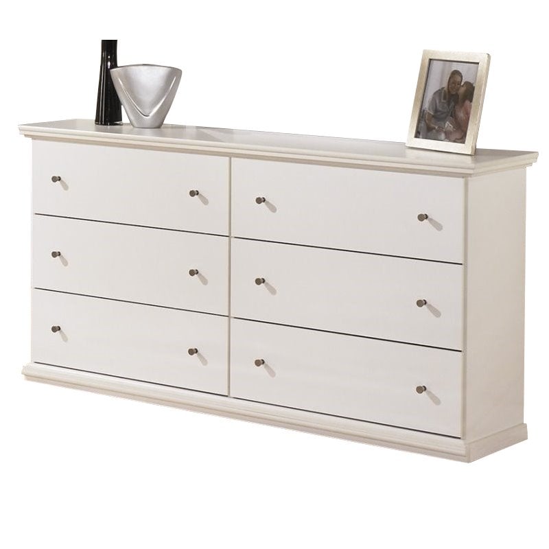 Bowery Hill 6 Drawer Wood Double Dresser in White
