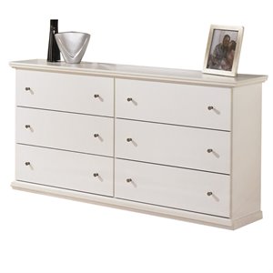 Bowery Hill 6 Drawer Wood Double Dresser in White