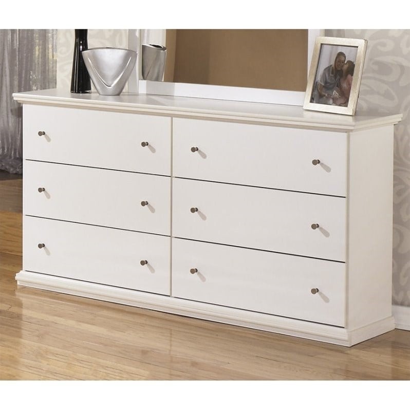 Bowery Hill 6 Drawer Wood Double Dresser in White