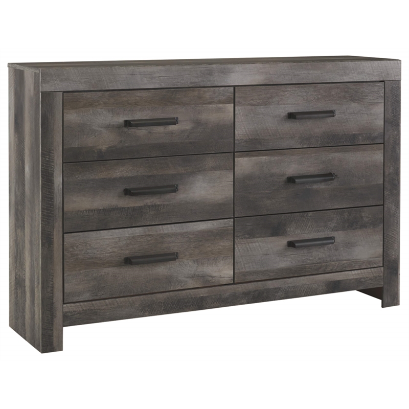 Bowery Hill 6 Drawer Double Dresser in Gray