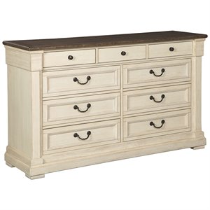bowery hill 9 drawer dresser in antique white and oak