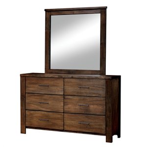 bowery hill 2-piece wood dresser and mirror in antique oak