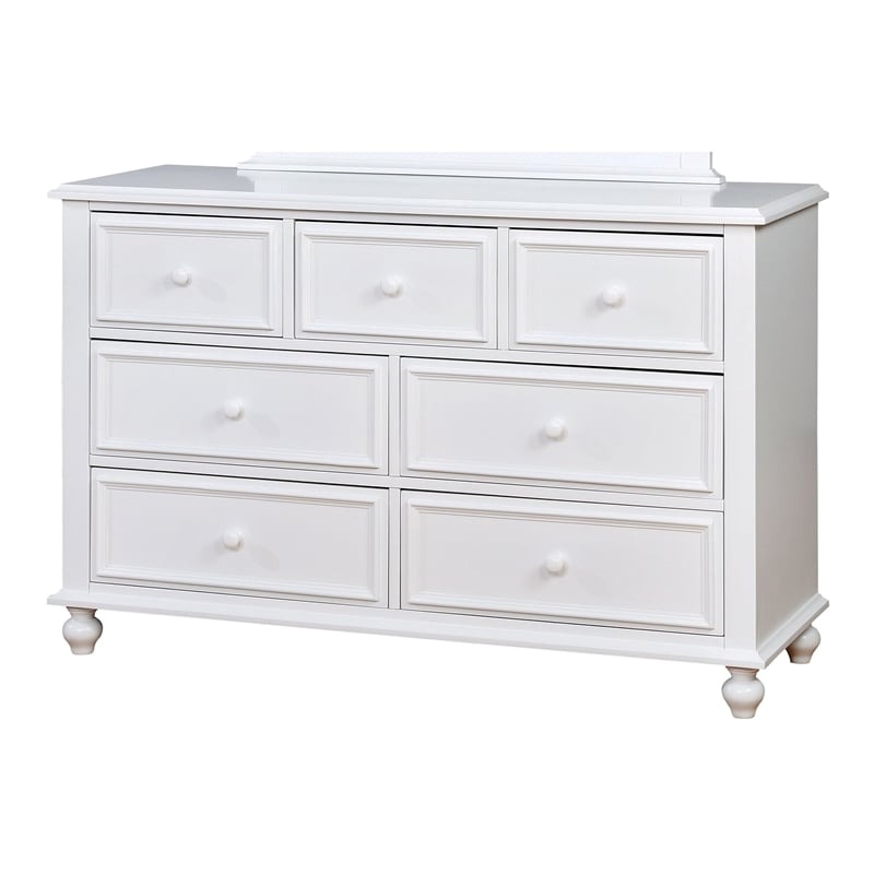 Bowery Hill 7-Drawer Traditional Solid Wood Dresser in White