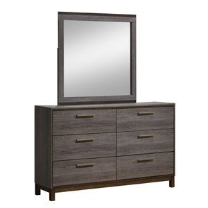 bowery hill solid wood dresser and mirror in antique gray