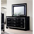 Bowery Hill 9 Drawers Contemporary Wood LED Dresser and Mirror in Black