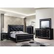 Bowery Hill 9 Drawers Contemporary Wood LED Dresser and Mirror in Black
