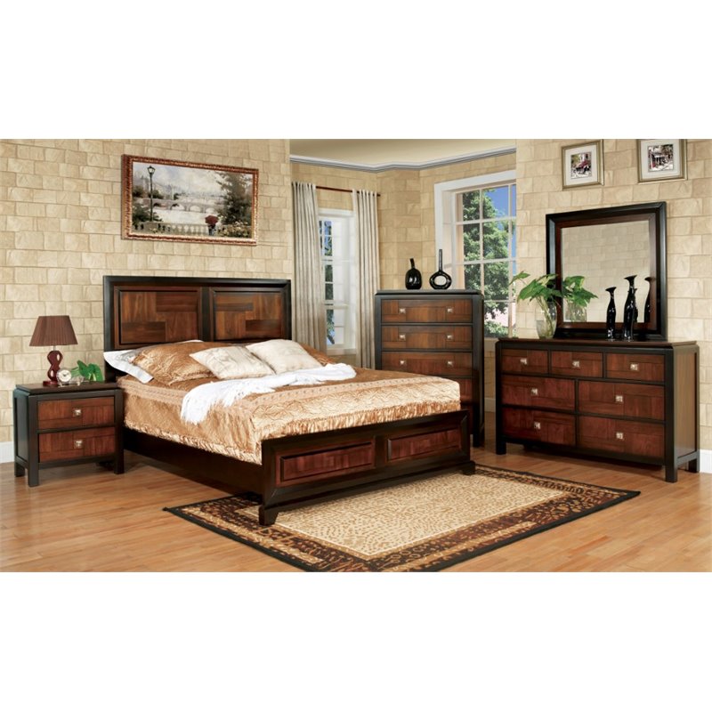 Bowery Hill 7 Drawers Transitional Wood Dresser in Acacia/Walnut
